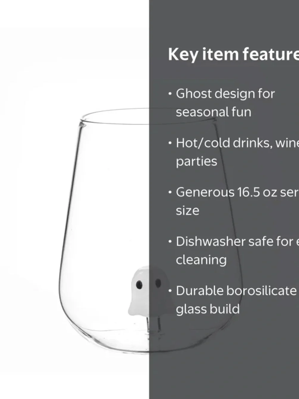 👻 White Ghost Stemless Wine Glasses (Set of 2) 👻